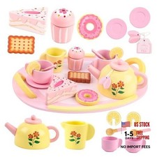 Wooden Tea Sets for Toddlers 3-5, Tea Party Set for Little Girls 4-6, Toddler