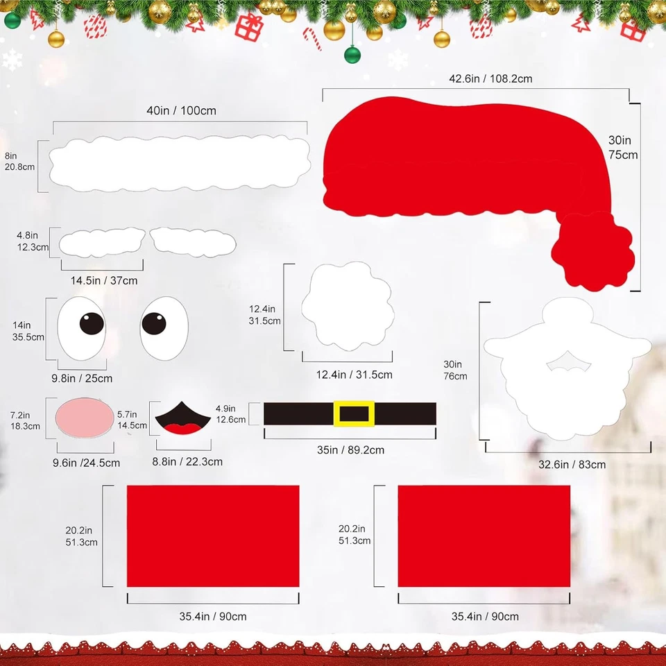 圣诞老人门罩装饰,6.5 X 3.9 英尺大号 DIY 毛毡圣诞圣诞老人套装,Mer — 第 4/4 张图片