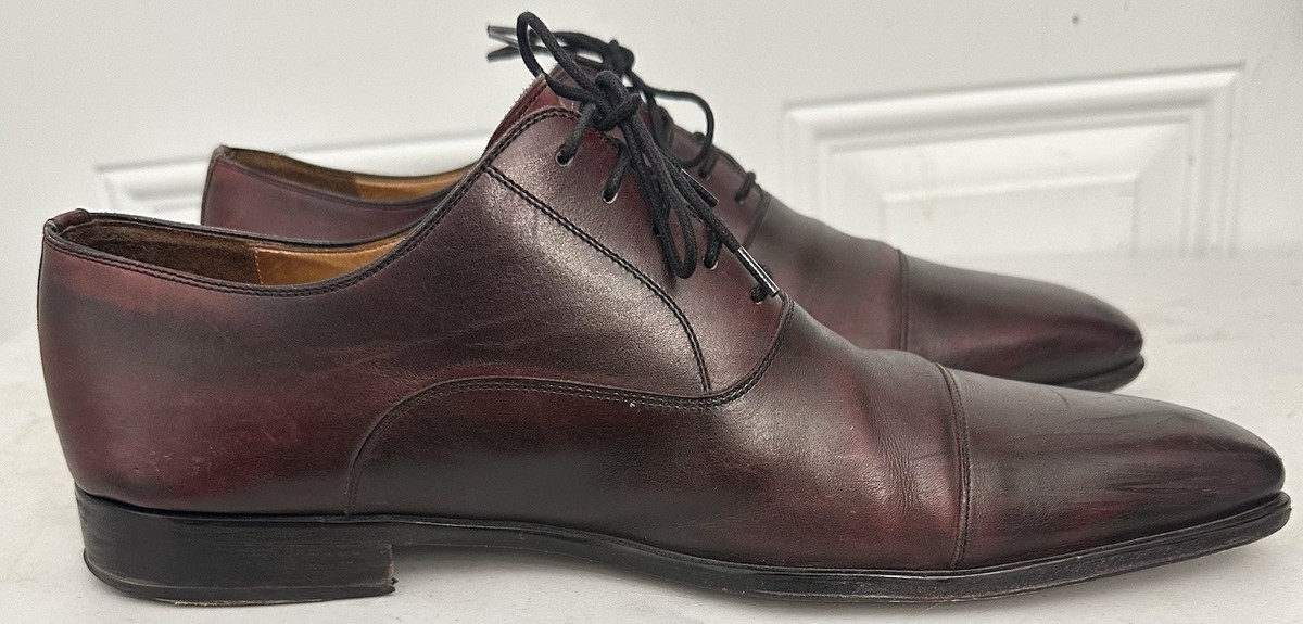 Magnanni Leather Burgundy Dress Oxford Shoes Men display picture 3