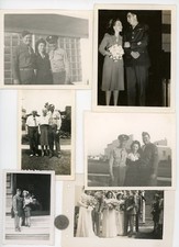 11 Vintage MILITARY WEDDING photo lot / Soldier GROOM Bride - UNIFORMS WWII