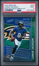 2022 PRESTIGE FRANCHISE FAVORITES #FF6 LAMAR JACKSON GREEN X/P /249 PSA 9 MT