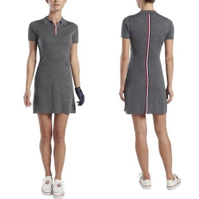 G/Fore Multi-Stripe Merino All Season Polo Dress Size L Gray Womens Golf NWT