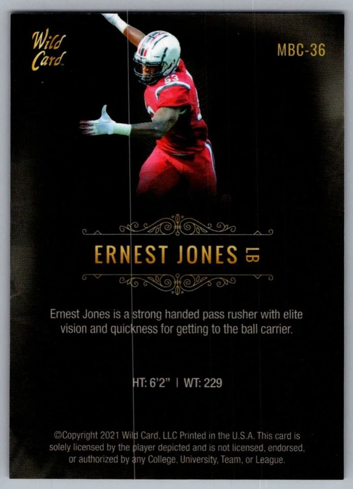 2021 Wild Card Matte White Ernest Jones South Carolina Gamecocks #MBC-36 - Image 2 of 2