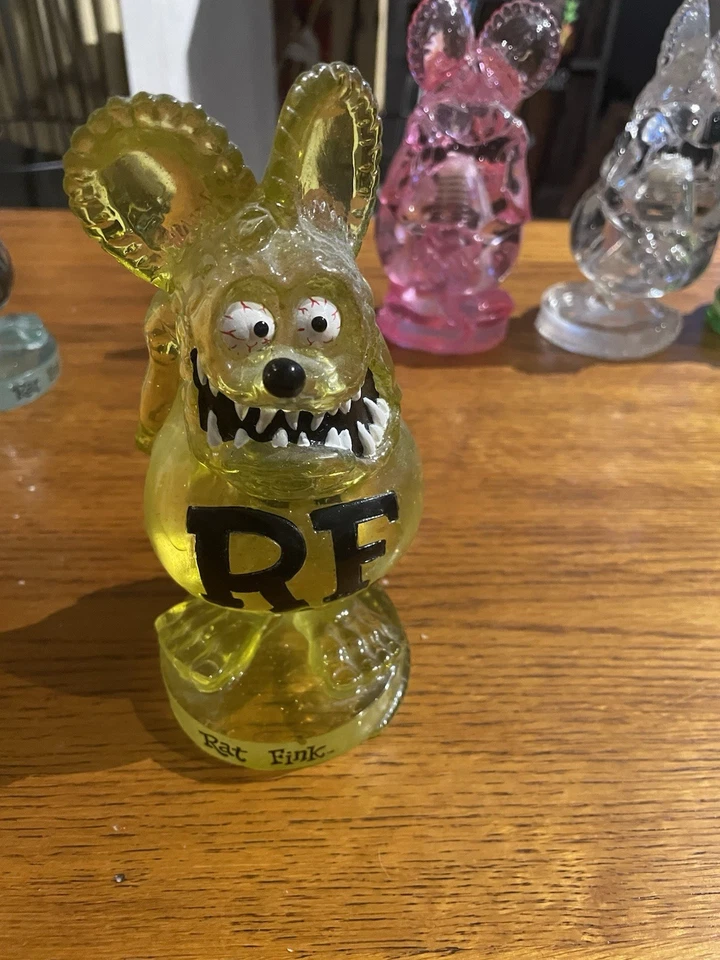 Raro Funko Wacky Wobbler Rat Fink Cristal Resina Juego De 5 Verde Rosa Azul Amarillo Foto 4 de 4
