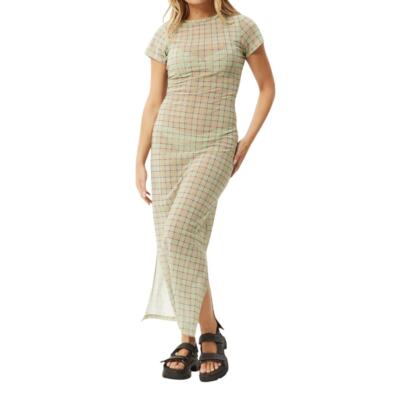 green emerald velvet dress Afends Base Seersucker Maxi Dress - Deep Green Check | Pavement