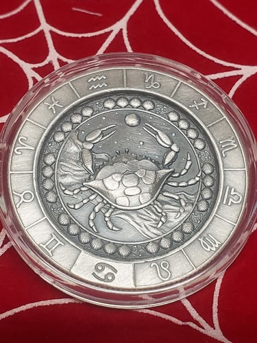 Zodiac Cancer โ 1 Oz .999 Fine Silver Round Crab๐ฆโ ๐๐ค - Picture 2 of 3