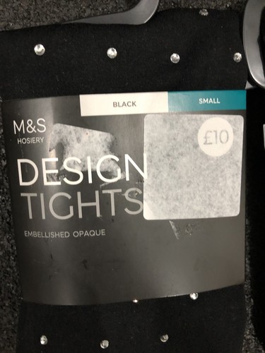 3 X Marks and Spencer M&S Embellished Opaque Tights Small Black £30 - Picture 3 of 7