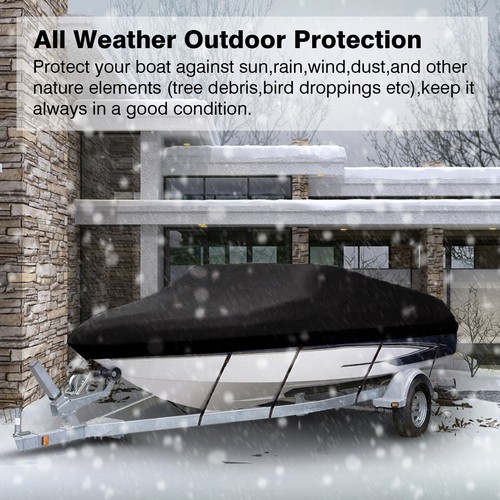 14-24ft Heavy Duty Waterproof Trailerable Fishing Boat Cover Fit Pontoon V-Hull - Imagen 11 de 17