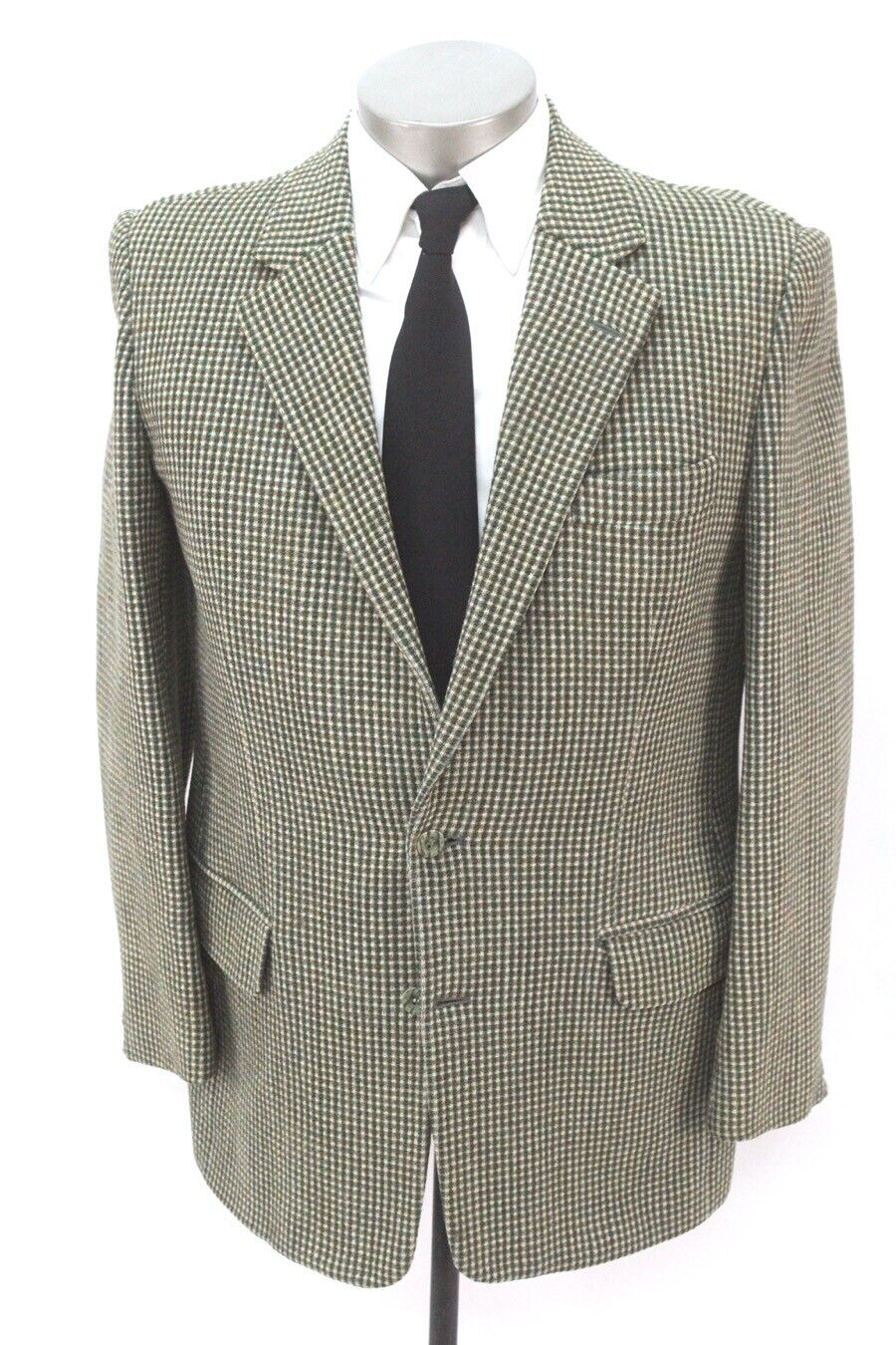 old mens green brown white VINTAGE TWEED blazer jacket sport suit coat wool  42 R