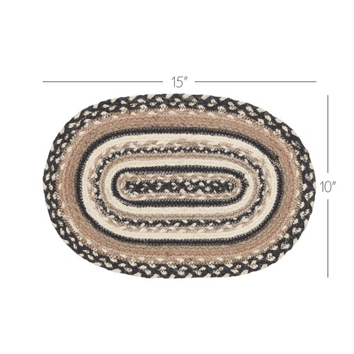 Sawyer Mill Charcoal Creme Jute Oval 10x15 Placemat COUNTRY Farmhouse Rustic - Picture 2 of 5