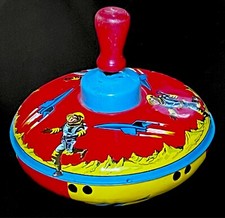 1960 Era Space Rocket Tin Litho Spinning Top by Ohio Art / Works 