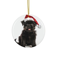 Hanging Ceramic Christmas Tree Ornament - Affenpinscher Puppy Design