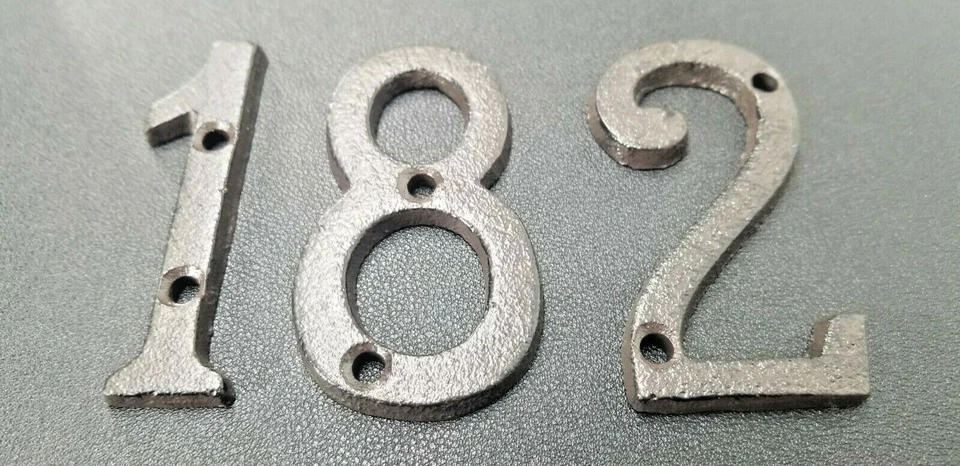 Address House Number Lettering Rustic Cast Iron Mounting Included 3 x 1.5 Inch - Image 3 of 4