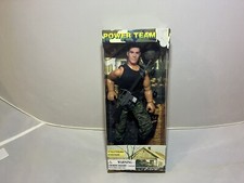 Power Team 12” Fully Poseable Action Figure MilitaryToy Black T-Shirt Camo Pants