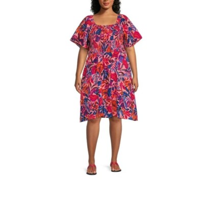 Terra & Sky Women's Plus Size Flutter Sleeve Fit & Flare Dress, Size:  5X(32-34) | eBay