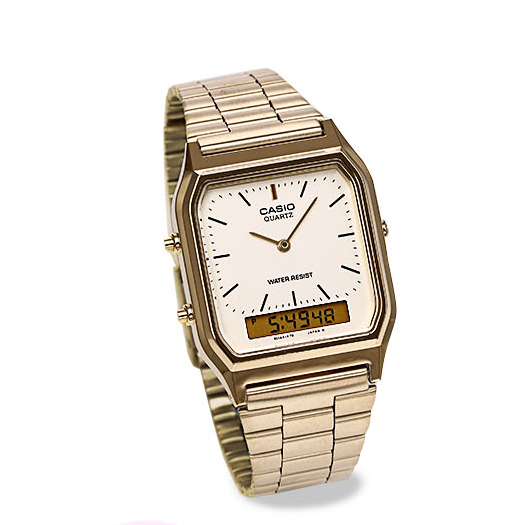 Casio Orologio analogico-Digitale al Quarzo Unisex con Cinturino in Acciaio Inossidabile AQ