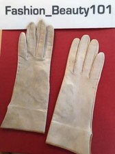Women Vintage Classic Gloves Beige 9  long by 3" width Genuine Kidskin Tan Lining