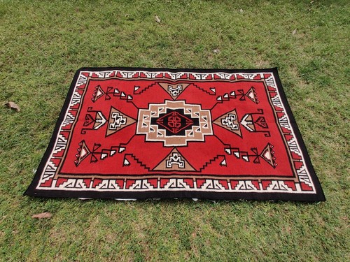 5x8 Wool Navajo Rug Southwestern Pattern Housewarming Area Rug Native Wool Rug - Picture 6 of 6