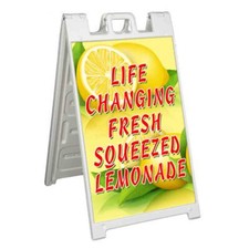 FRESH SQUEEZED LEMONADE Signicade 24x36 Aframe Sidewalk Sign Banner Decal DRINKS