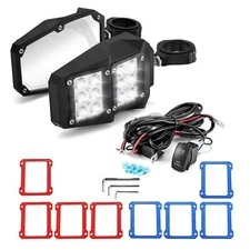 UTV Side Rear View Mirrors with LED Light Fit 1.75"-2" Roll Cage Compatible w...