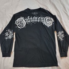 Infamous Mens Large Black Long Sleeve Shirt Stars Made In The USA Comfort