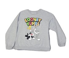 Looney Tunes Sz XL Gray Sweatshirt Pullover That  s All Folks Bugs Bunny Tweetie