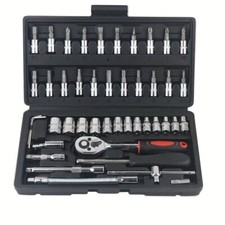 SET 46PZ CHIAVI A BUSSOLA CON CRICCHETTO CACCIAVITE KIT UTENSILI ATTREZZI CHIAVE