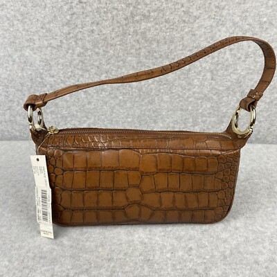 Antonio Melani Brown Leather Crocodile Croc Print Handbag Purse