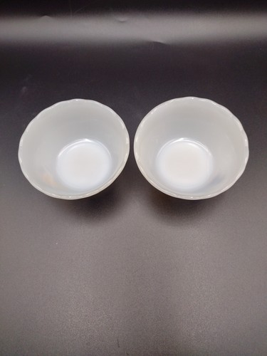 2-Vintage 1950er Anchor Hocking Fire-King weiß bemalte Obst 6 Unzen Puddingschalen - Bild 11 von 14