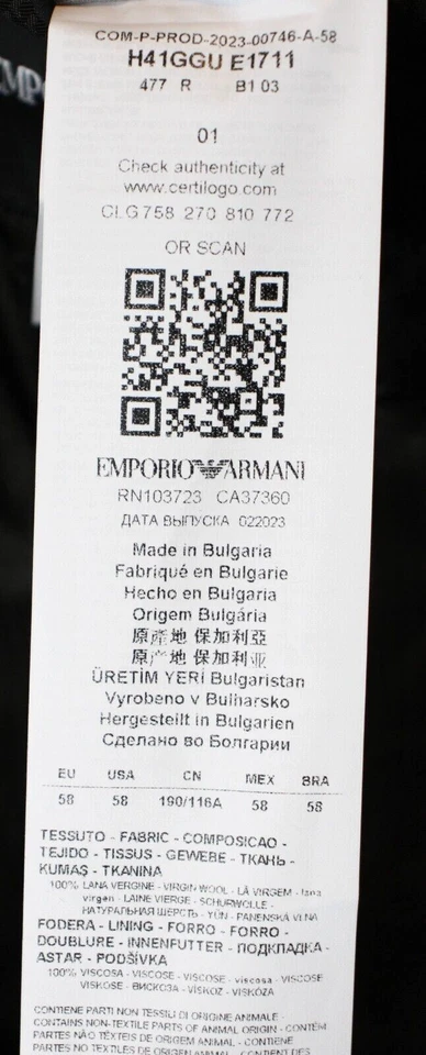 Blazer Emporio Armani 48 R se adapta a 46 Abrigo Deportivo Marrón Blanco Tejido Lana Línea G Nuevo Foto 4 de 4