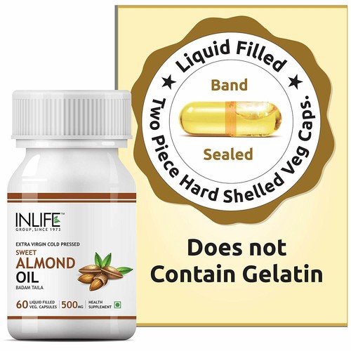 INLIFE Sweet Almond Extra Virgin Cold Pressed Oil, 60 Vegetarian Capsules - 第 2/2 張圖片