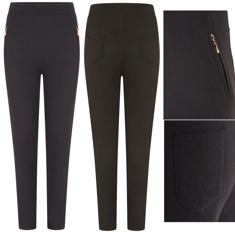 Ladies THERMAL LINED Thick Trousers Pants Multi Pocket Warm Leggings fleece - Image 2 of 2