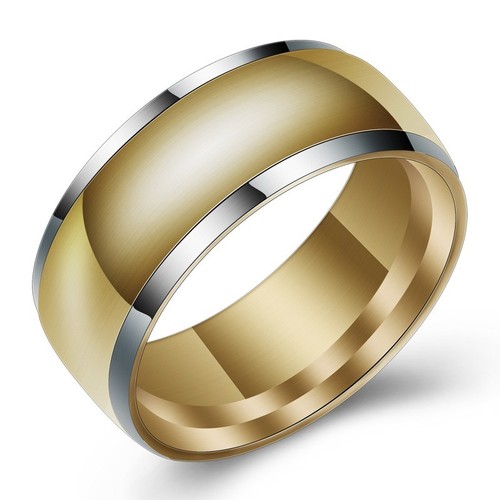 8mm Silver&Gold Plated Band Men's Gift 316L Stainless Steel Wedding Ring Sz 7-12 - Picture 8 of 11
