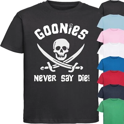 GILDAN GOONIES NEVER SAY DIE KIDS T-SHIRT Films Movies Quotes 80s Geeky