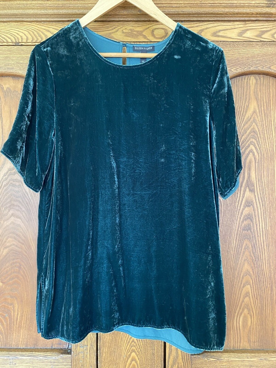 eileen fisher green velvet dress EILEEN FISHER Green Velvet Tunic - Small