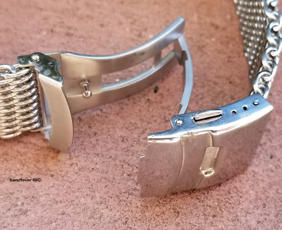 20mm Brushed Shark Stainless Steel Mesh Watch Band Solid Buckle 4