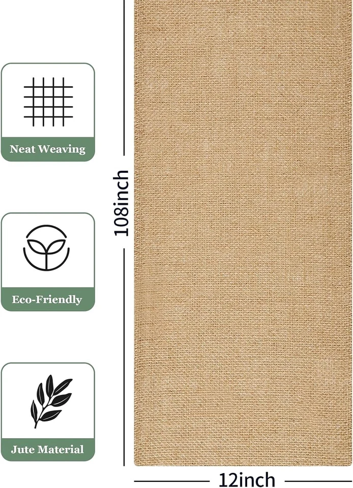 10 PIEZAS Corredores de mesa de arpillera, mantel rústico de granja de 12 x 108 pulgadas, tocador Foto 3 de 4