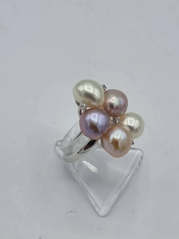 Yana Nesper Perle Brillant Ring 585 Weißgold  Neu / Auslegeware / Lagerspuren - Bild 2 von 4