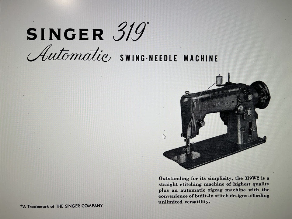 Large Deluxe-Edition Singer 319 319K 319W  Manual Instructions for Sewing - Image 2 of 4
