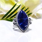 Natural Blue Sodalite Gemstone 925 Sterling Silver Ring Oxidize Jewelry Gift.