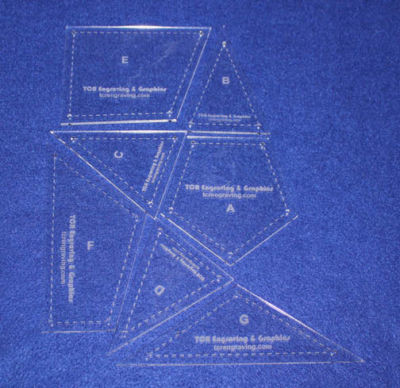7 Piece Veterans Quilt Laser Cut Templates - 1/8'' Acrylic-Clear -  w/guidelines