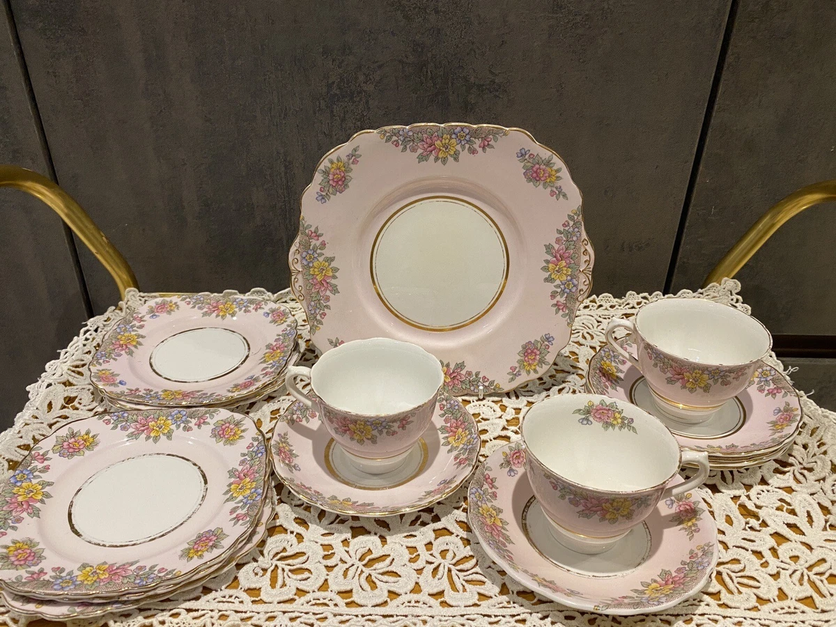 Pink china top tea set