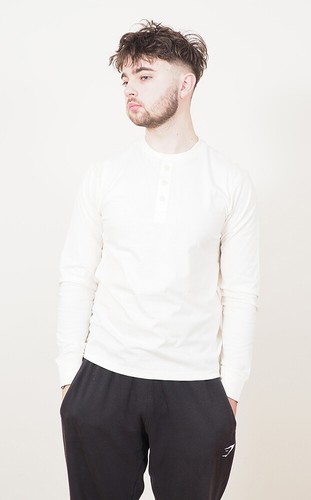 Mens Long Sleeve Cotton T-Shirt Regular Fit Crew Neck or Henley Top Lounge Work - Picture 69 of 72