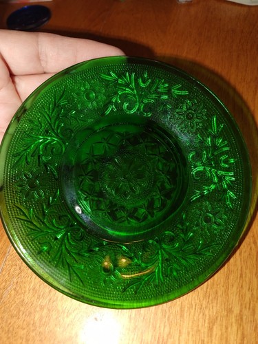Vintage Anchor Hocking Sandwich Waldgrün Glas 4,5" Untertasse Dessertteller