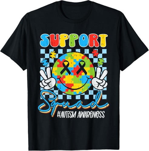 Support Squad Autism Awareness Autistic Boy Teens Girls Kids T-Shirt Hoodie - Picture 6 of 10