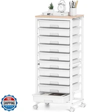 SYKIARIOL Rolling Cart with Drawers,10 Drawer Rolling Cart,Storage Cart with 