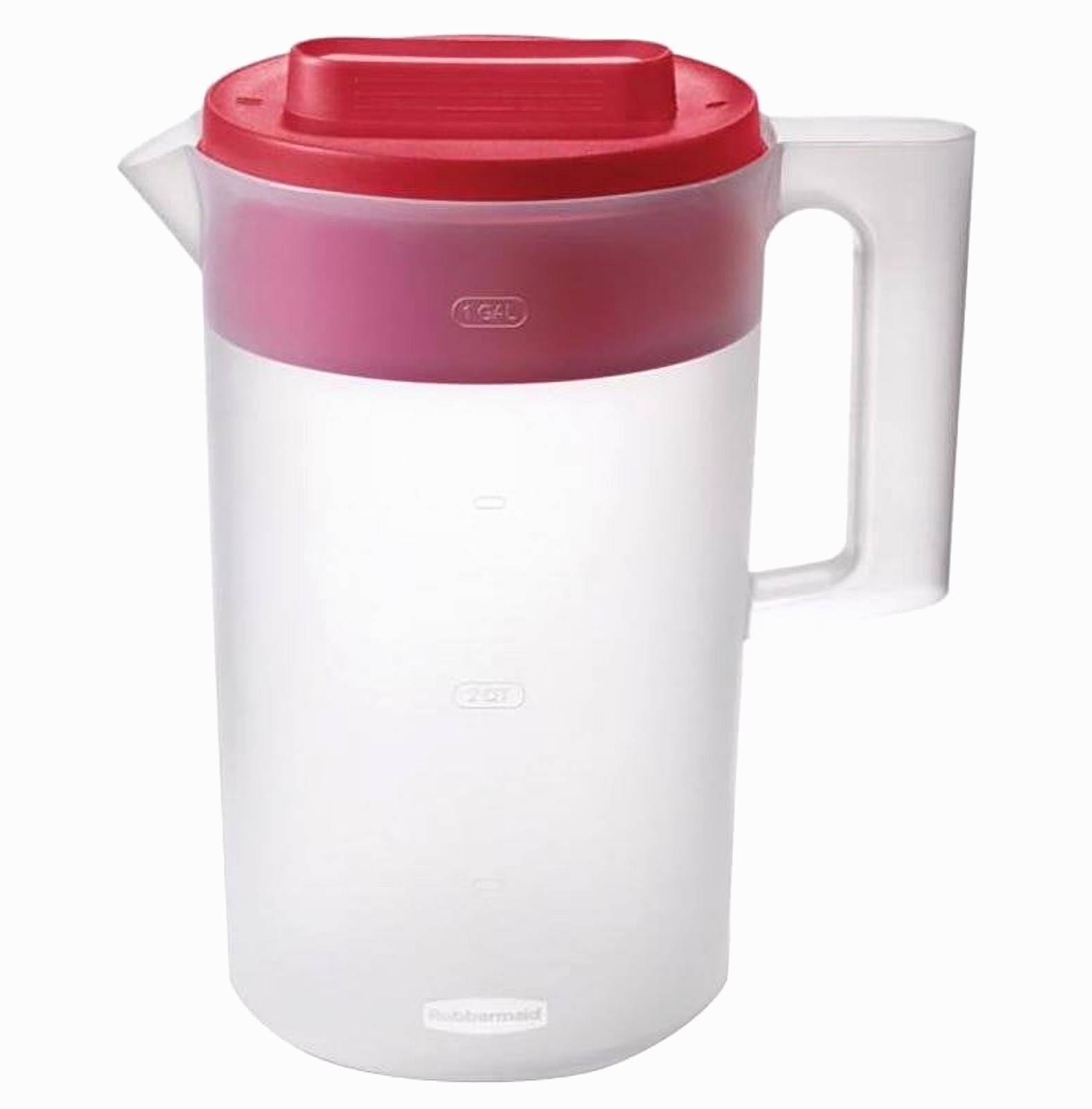 Rubbermaid Simply Pour Pitcher 1 Gallon Clear Red Top Drink 