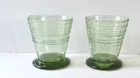 2 Antique Carder Steuben Spanish Green Threaded Cocktail Glasses Marked