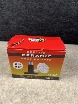 2-Pack Ceramic Heat Emitter,150W Reptile Heat Lamp Bulb for Amphibian Lucky Hero
