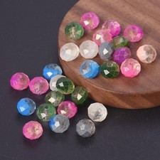 60pcs Rondelle Faceted Coated Crystal Glass 8x6mm Loose Beads For Jewelry Making